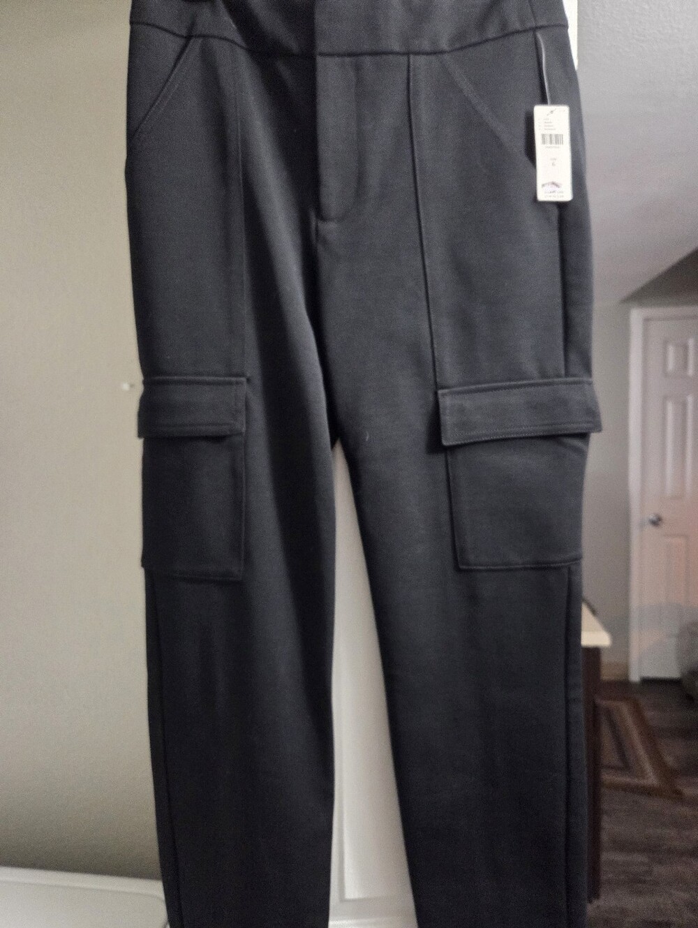 Anthropologie Black Cargo Jogger Pants with Flap Pockets